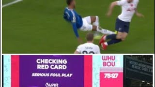 Mason Holgate VAR straight red card vs Tottenham 🏮ConteTottenhamLiverpool [upl. by Peppard]