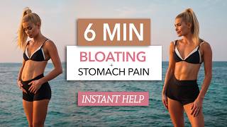 6 MIN BLOATING  STOMACH PAIN RELIEF  exercises stretches amp massaging I quick help [upl. by Akina]