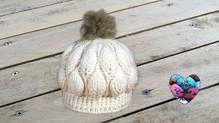 Bonnet feuilles en relief magnifique 12  Beanie hat leaf stitch english subtitles [upl. by Ennaul73]