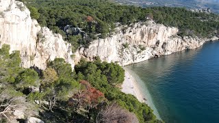 Nugal Beach Makarska from above Croatia winter 2022 coast landscape 4K Drone [upl. by Acirtal]