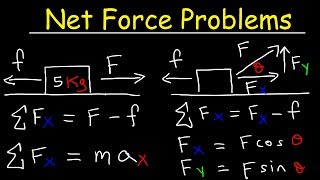 Net Force Physics Problems With Frictional Force and Acceleration [upl. by Robert]