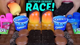 ASMR LEFTOVER DESSERT RACE VIRAL MANGO ICE CREAM OREO SUNDAE FERRERO ROCHER GUMMY ROLL CANDY 먹방 [upl. by Ener]