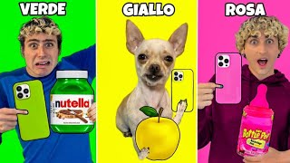 MANGIAMO SOLO CIBO DEL COLORE DELLA COVER CON IL NOSTRO CAGNOLINO PER 24 ORE 😱📱 [upl. by Koffler]