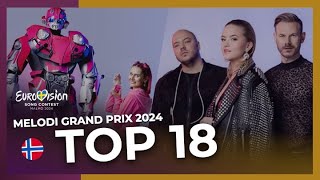 🇳🇴 MGP 2024  My Top 18 Norway in Eurovision 2024 [upl. by Nayrb]