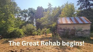 First day of rehab work on our abandoned 1830s farmhouse [upl. by Ogeid]