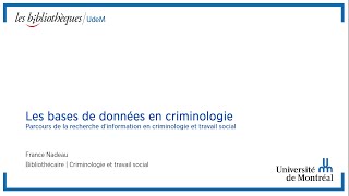 Les bases de données en criminologie [upl. by Neelehtak]