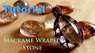 Tutorial how to make a macrame knot wraped cabochon lodolite quartz waxed cord [upl. by Entruoc]