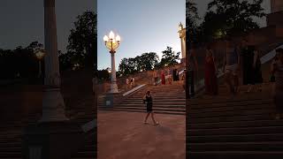 Лестница с Колоннадами и Фонарями вечернее освещение Волгоград Stairs with Colonnades Volgogradлето [upl. by Edmee156]