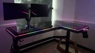 Eureka Ergonomic LShaped LED Glass Gaming Desk Ultimate Game Room Upgrade [upl. by Ellertal]