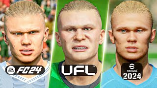 UFL vs FC 24 vs eFootball 2024  Player Faces Comparison  ft Haaland Mbappe Bellingham [upl. by Giordano]