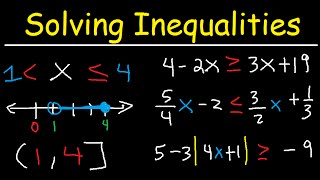 Solving Inequalities Interval Notation Number Line Absolute Value Fractions amp Variables  Algebra [upl. by Ydur]