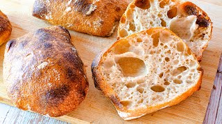 Ciabatta Brötchen mit Sauerteig  luftig und aromatisch [upl. by Htiduj]