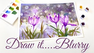 Lets paint Purple Crocus Make blurry on back ground Tutorial step by step [upl. by Reste729]