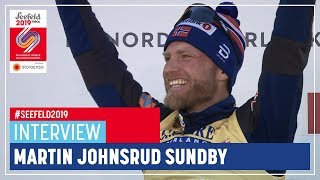 Martin J Sundby  quotA lot of emotionsquot  Mens 15 km  Seefeld  FIS Nordic World Ski Championships [upl. by Aerdua698]