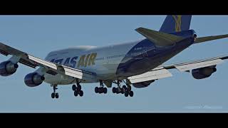 Atlas Air B747400 Landing at Hanscom Field [upl. by Bast]