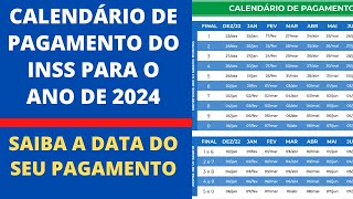 Calendário 2024 de pagamento de aposentados e pensionistas do INSS [upl. by Ydnis806]