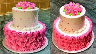 Pineapple Fresh Cream Cake 3KG Double Story Cake Pink Decoration By Zia Food Secrets [upl. by Ttelracs523]