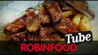 ROBINFOOD  Aderezo para asados  Costilla de cerdo asada  Patatas golfas [upl. by Evered317]