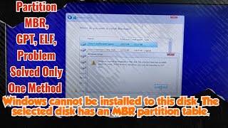 Windows cannot be installed to this disk The selected disk has an MBR partition table Covert Gpt [upl. by Sabine]