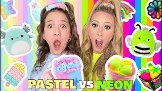 NEON ⚡️🍭 VS PASTEL 🌸❄️ LEARNING EXPRESS SHOPPING CHALLENGE [upl. by Pappano282]