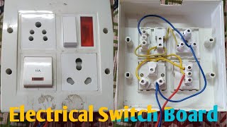 Modular switch board me 16A or 6A Switch socket or Endicator ka Wiring connection Electric board [upl. by Noffihc]