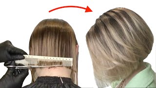 Bob Haircut Tutorial  How To Cut Angled Bob  Medium Bob Haircut Eva Lorman [upl. by Fionnula]