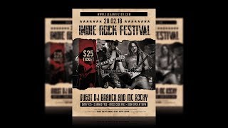 Tutorial Video  How to create Indie Rock Festival flyer template in Photoshop [upl. by Atlee]