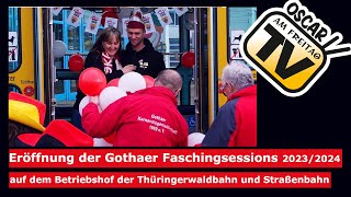 Start der Gothaer Faschingssession 202324 auf dem Betriebshof der Thüringerwaldbahn amp Straßenbahn [upl. by Nurat]