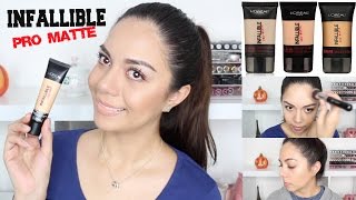 LOREAL INFALLIBLE PRO MATTE PARA PIELES GRASAS  RESEÑA  DEMO  PRUEBA 24H  MARIEBELLE [upl. by Eelanna40]