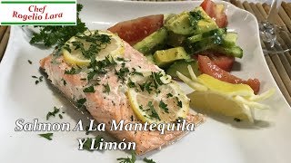 SALMON A LA MANTEQUILLALIMON Y AJO CON ENSALADA DE AGUACATE [upl. by Langer]