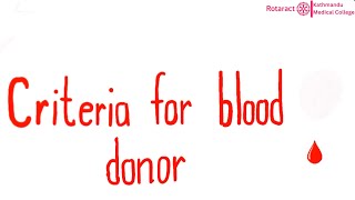 Criteria for Blood Donors [upl. by Kaitlyn]