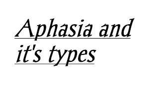 What is Aphasia and its types [upl. by Chatwin]