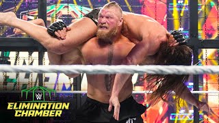 Lesnar eliminates Rollins and Riddle WWE Elimination Chamber 2022 WWE Network Exclusive [upl. by Anirtak]