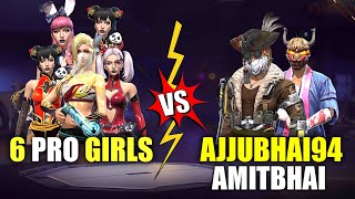 6 PRO GIRLS VS AJJUBHAI AMITBHAI AND ROMEO BEST CS GAMEPLAY  GARENA FREE FIRE TOTAL GAMING [upl. by Chiaki557]