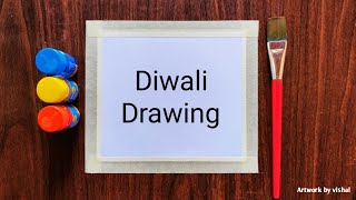 Easy Diwali Painting with Poster Colour Diwali Drawing for beginners  Diya Painting for Diwali [upl. by Ahsilram]