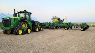 John Deere 9620RX P576 Conservapac 76 foot air drill C850 850 bushel commodity cart [upl. by Eelsew]