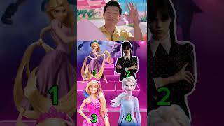 TANGLED VS WEDNESDAY ADDAMS VS BARBIE GIRL VS FROZEN 2 TILES HOP EDM RUSH COFFIN DANCE SONG TILES HO [upl. by Bryner]