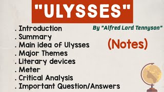 Ulysses by Alfred Tennyson  Summary  Critical Analysis  Themes  Question Answer ENG103 pu [upl. by Notlrak]