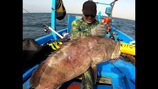 Spearfishing Giant Grouper In Stormy Weather [upl. by Herzel]