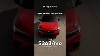 New 2024 Civic Sedan 363mo Lease Special  Inver Grove Honda [upl. by Nnylecyoj200]