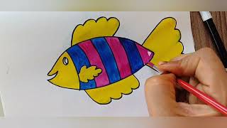 Easy fish drawing for kids n toddlers AaggupagguTVOfficial [upl. by Yema151]