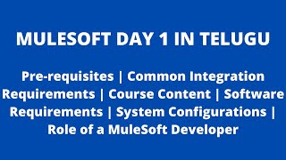 MuleSoft in Telugu  Prerequisites  Common Integration Requirements  Role of a MuleSoft Developer [upl. by Ernaldus]