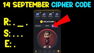 Daily Cipher 14 September  Hamster Kombat Daily Cipher Code 14 September 1M Coins Free  Morse Code [upl. by Elletnohs628]