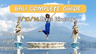 Bali Itinerary 71014 days  Bali Complete Guide with Expenses  Bali Travel Guide [upl. by Yralam]