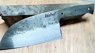 Serbian Cleaver forged DIY gelaserter Name Ich habe ein Küchenbeil geschmiedet [upl. by Nered]