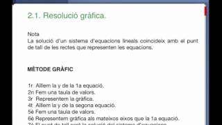 2n ESO SISTEMES Sistemes dequacions lineals Resolució gràfica [upl. by Akire]