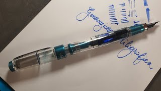 TWSBI DIAMOND 580 AL PRUSSIAN BLUE stub 11  inchiostro Diamine China Blue [upl. by Eibrad]