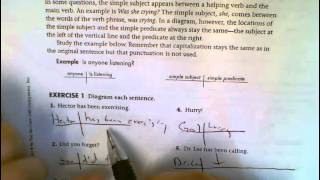 Diagramming Simple Subjects and Simple Predicates with worksheet [upl. by Arodal906]