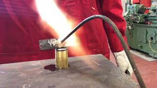 Soldering brass to steel with tin and Castolin Eutectic 157 brazing flux [upl. by Weyermann]