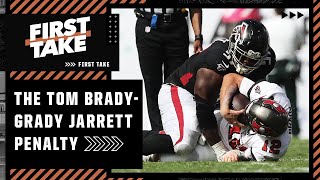 First Take discusses Grady Jarretts roughing the passer penalty on Tom Brady Was it a bad call [upl. by Darryn]